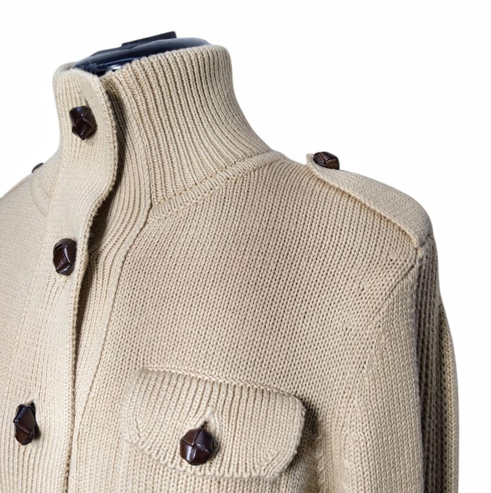 Ralph Lauren Camel Tan Cardigan Sweater Y2K 90s Medium - Picture 5 of 16